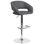 Tabouret de bar contemporain Flash Furniture en vinyle, réglable en hauteur, avec dossier mi-haut arrondi