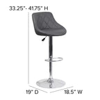 Tabouret de bar contemporain Flash Furniture avec siège baquet en vinyle, dossier à motif losanges et piètement chromé, réglable en hauteur