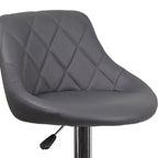 Tabouret de bar contemporain Flash Furniture avec siège baquet en vinyle, dossier à motif losanges et piètement chromé, réglable en hauteur