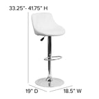 Tabouret de bar contemporain Flash Furniture avec siège baquet en vinyle, dossier à motif losanges et piètement chromé, réglable en hauteur