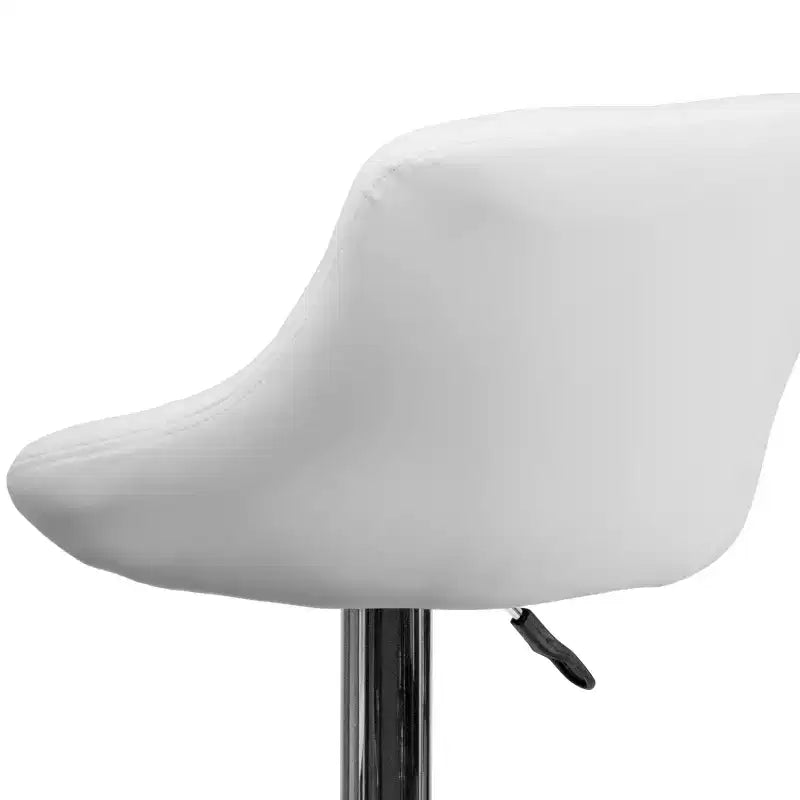 Tabouret de bar contemporain Flash Furniture avec siège baquet en vinyle, dossier à motif losanges et piètement chromé, réglable en hauteur