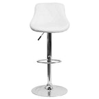 Tabouret de bar contemporain Flash Furniture avec siège baquet en vinyle, dossier à motif losanges et piètement chromé, réglable en hauteur