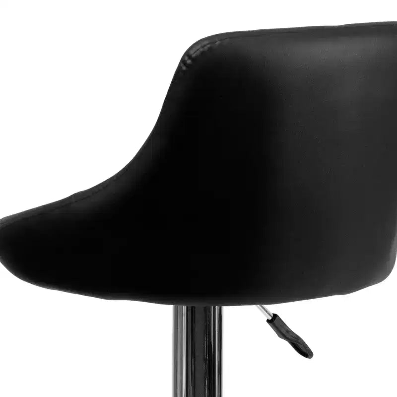 Tabouret de bar contemporain Flash Furniture avec siège baquet en vinyle, dossier à motif losanges et piètement chromé, réglable en hauteur