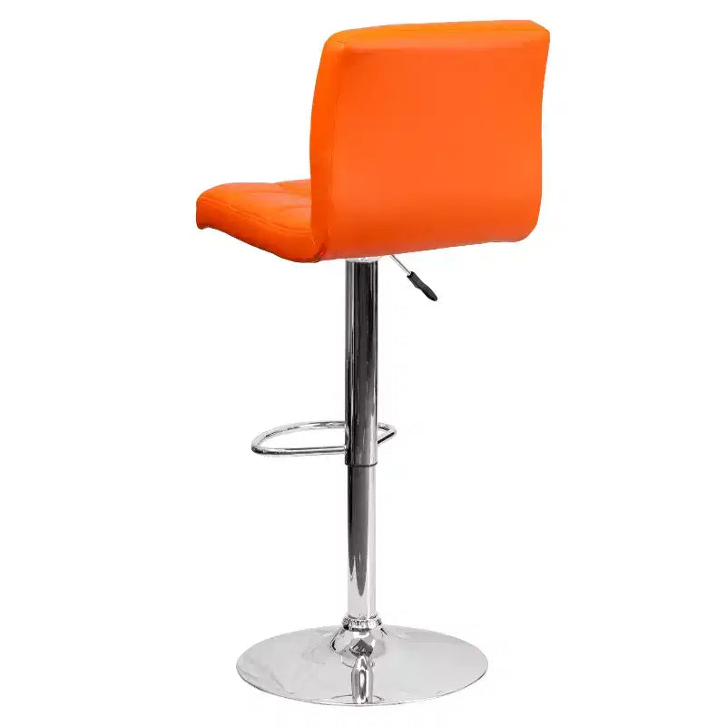 Tabouret de bar contemporain Flash Furniture en vinyle matelassé, hauteur réglable, avec piètement chromé