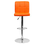 Tabouret de bar contemporain Flash Furniture en vinyle matelassé, hauteur réglable, avec piètement chromé