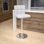 Tabouret de bar contemporain Flash Furniture en vinyle matelassé, hauteur réglable, avec piètement chromé