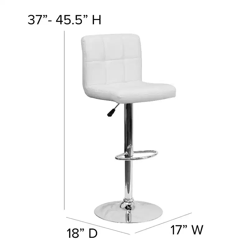 Tabouret de bar contemporain Flash Furniture en vinyle matelassé, hauteur réglable, avec piètement chromé