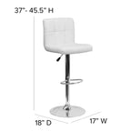 Tabouret de bar contemporain Flash Furniture en vinyle matelassé, hauteur réglable, avec piètement chromé