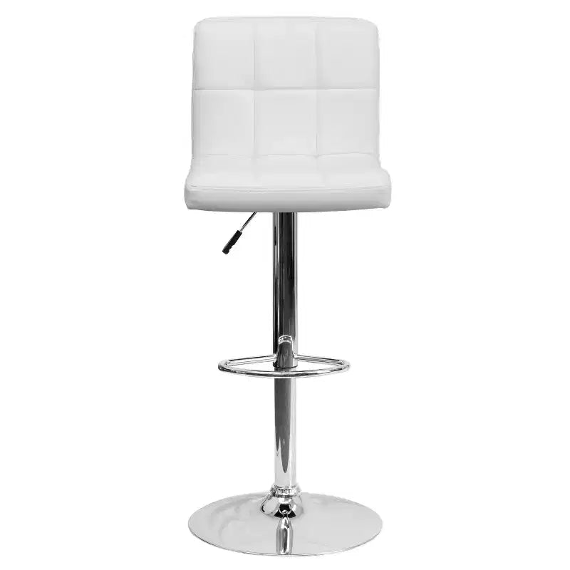 Tabouret de bar contemporain Flash Furniture en vinyle matelassé, hauteur réglable, avec piètement chromé