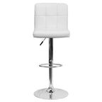 Tabouret de bar contemporain Flash Furniture en vinyle matelassé, hauteur réglable, avec piètement chromé