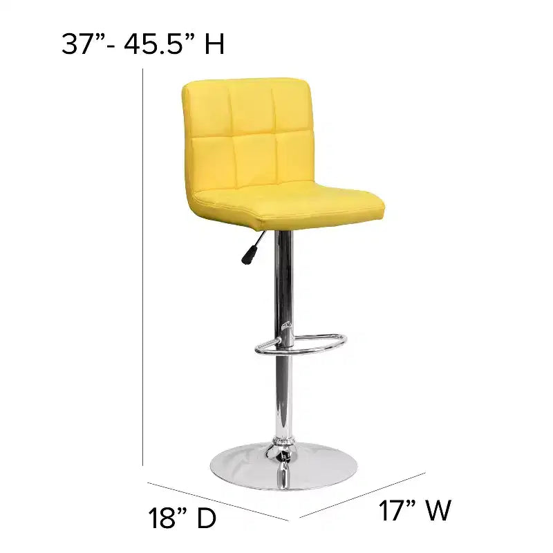 Tabouret de bar contemporain Flash Furniture en vinyle matelassé, hauteur réglable, avec piètement chromé