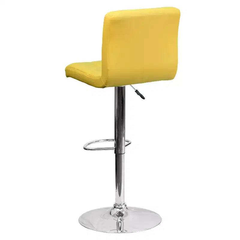 Tabouret de bar contemporain Flash Furniture en vinyle matelassé, hauteur réglable, avec piètement chromé