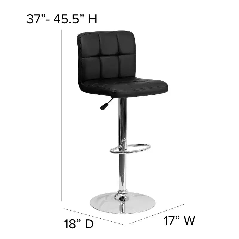 Tabouret de bar contemporain Flash Furniture en vinyle matelassé, hauteur réglable, avec piètement chromé
