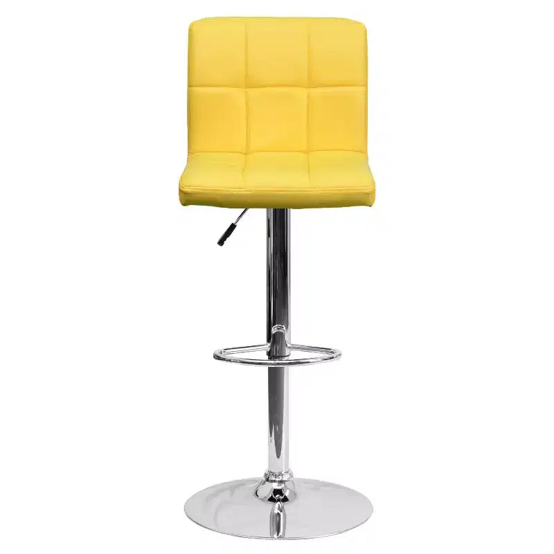 Tabouret de bar contemporain Flash Furniture en vinyle matelassé, hauteur réglable, avec piètement chromé