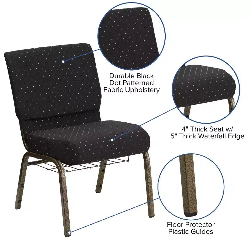 Chaise d'église HERCULES Series 53 cm (21'') avec porte-livre Flash Furniture