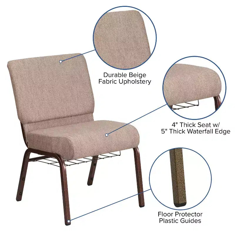 Chaise d'église HERCULES Series 53 cm (21'') avec porte-livre Flash Furniture