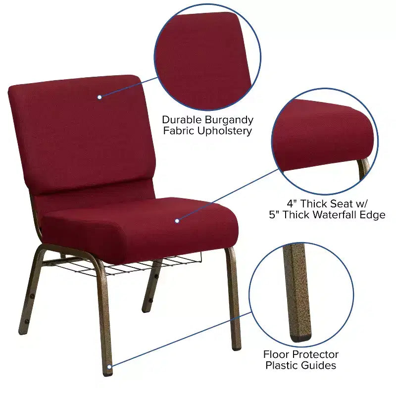 Chaise d'église HERCULES Series 53 cm (21'') avec porte-livre Flash Furniture