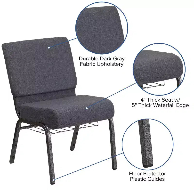 Chaise d'église HERCULES Series 53 cm (21'') avec porte-livre Flash Furniture