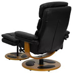 Flash Furniture Fauteuil inclinable multiposition contemporain et ottoman avec piètement en bois en LeatherSoft noir