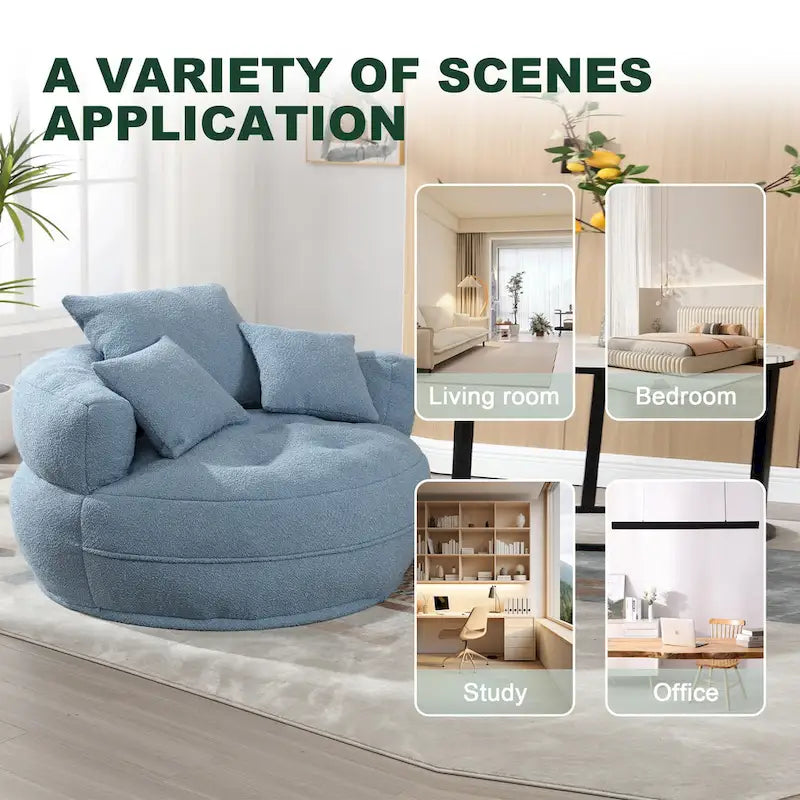 Fauteuil arrondi type « lazy sofa » – Blanc/Bleu/Gris/Jaune/Orange/Rose fuchsia/Bleu marine/Vert, modèle une ou deux places