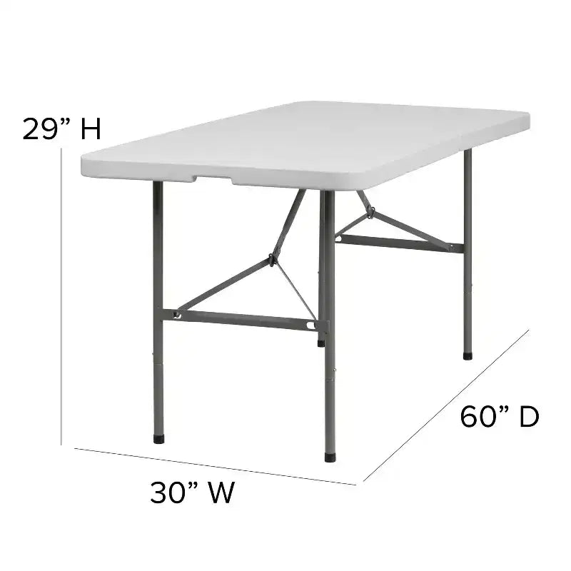 Table pliante Emma et Oliver 1,5 m en plastique blanc granit avec poignée – Table événementielle