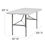 Table pliante Emma et Oliver 1,5 m en plastique blanc granit avec poignée – Table événementielle