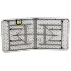 Table pliante Emma et Oliver 1,5 m en plastique blanc granit avec poignée – Table événementielle