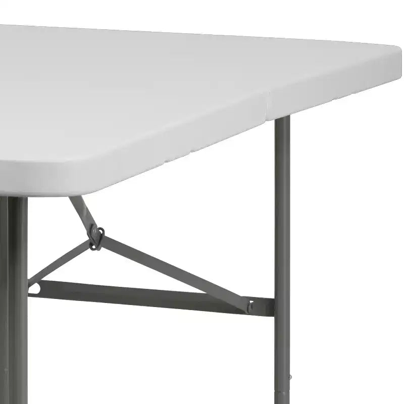 Table pliante Emma et Oliver 1,5 m en plastique blanc granit avec poignée – Table événementielle
