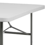 Table pliante Emma et Oliver 1,5 m en plastique blanc granit avec poignée – Table événementielle