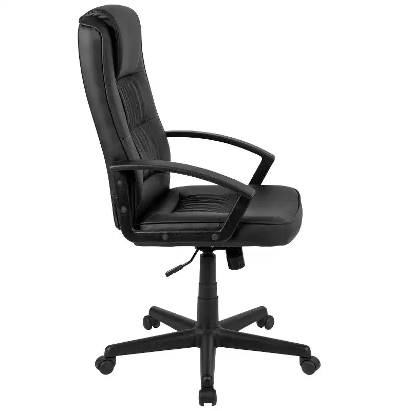 Fauteuil de bureau pivotant Emma et Oliver en cuir régénéré noir avec accoudoirs - Chaise de bureau