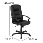 Fauteuil de bureau pivotant Emma et Oliver en cuir régénéré noir avec accoudoirs - Chaise de bureau