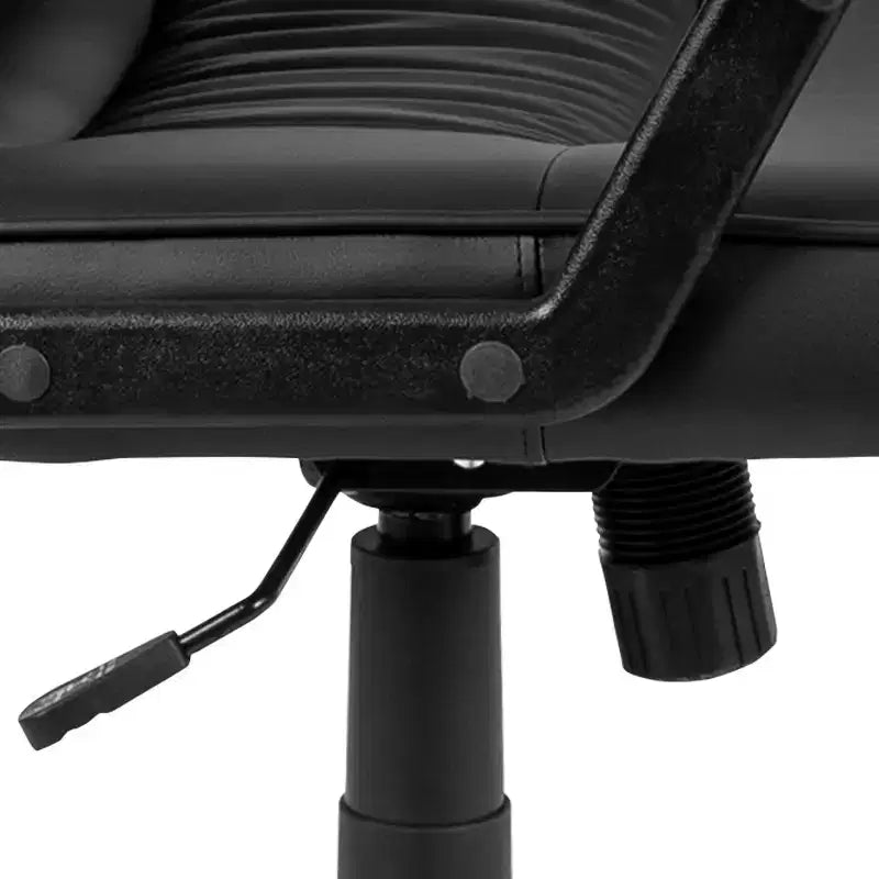 Fauteuil de bureau pivotant Emma et Oliver en cuir régénéré noir avec accoudoirs - Chaise de bureau
