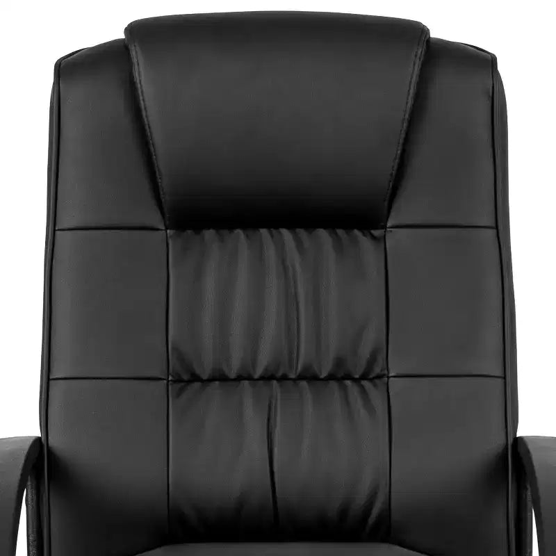 Fauteuil de bureau pivotant Emma et Oliver en cuir régénéré noir avec accoudoirs - Chaise de bureau