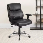 Emma and Oliver Chaise de bureau ergonomique pivotante mi-dossier, grande et haute, avec surpiqûres épurées, capacité de 400 lb