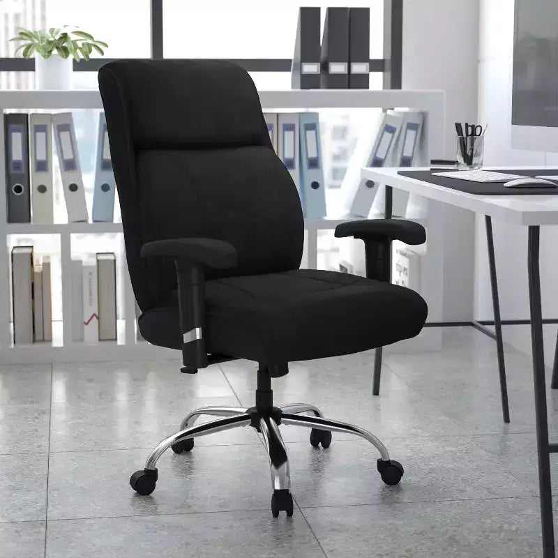 Emma and Oliver Chaise de bureau ergonomique pivotante mi-dossier, grande et haute, avec surpiqûres épurées, capacité de 400 lb