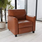Fauteuil en cuir Emma et Oliver avec cadre surpiqué aux lignes épurées