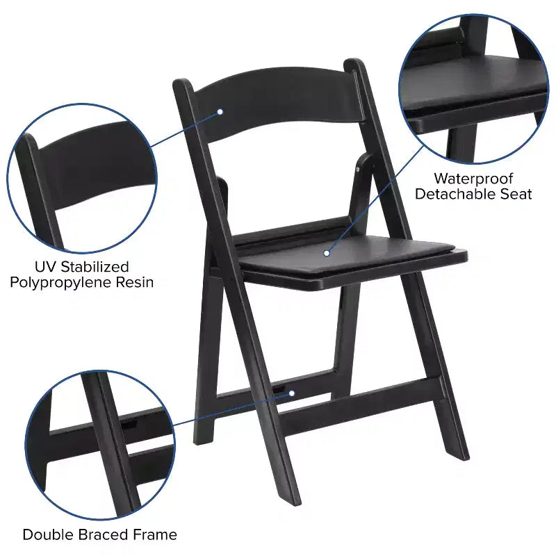 Emma et Oliver Chaise pliante en résine avec assise rembourrée en vinyle, lot de 2, pour mariage ou événement