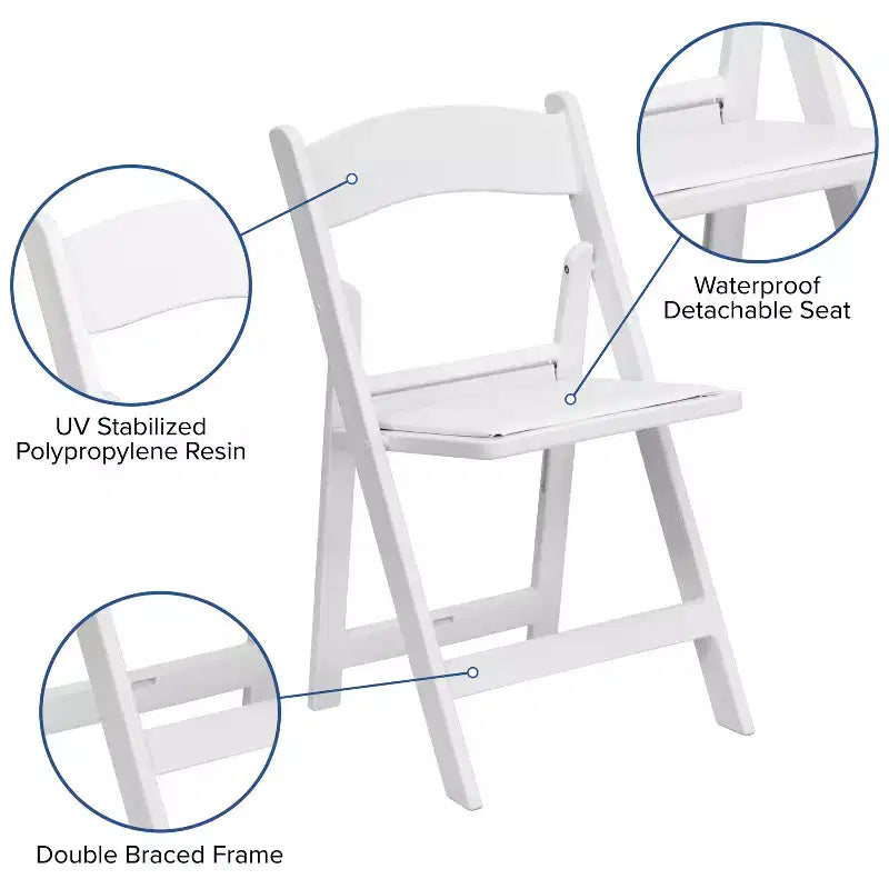 Emma et Oliver Chaise pliante en résine avec assise rembourrée en vinyle, lot de 2, pour mariage ou événement