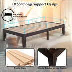 Costway Cadre de lit double 14" en bois avec sommier à lattes en bois couleur expresso/naturel