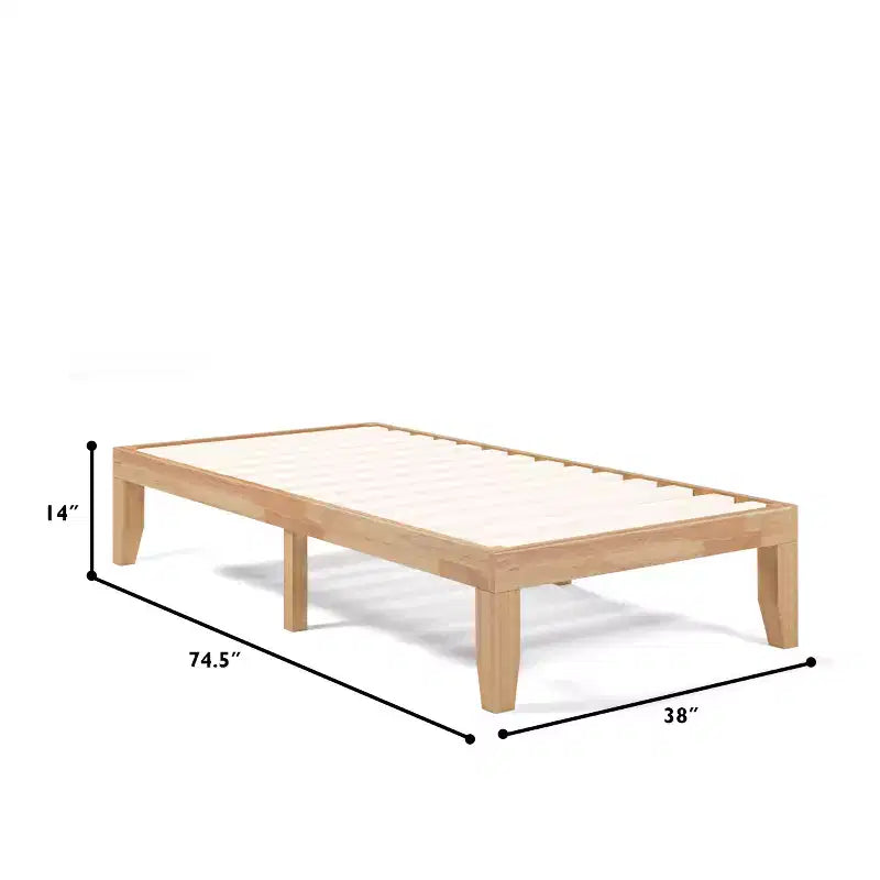 Costway Cadre de lit double 14" en bois avec sommier à lattes en bois couleur expresso/naturel
