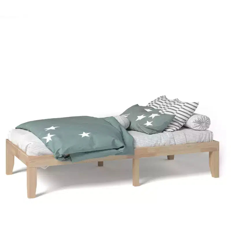 Costway Cadre de lit double 14" en bois avec sommier à lattes en bois couleur expresso/naturel