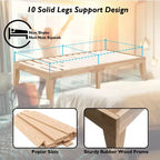 Costway Cadre de lit double 14" en bois avec sommier à lattes en bois couleur expresso/naturel
