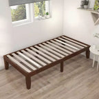 Costway Cadre de lit double 14" en bois avec sommier à lattes en bois couleur expresso/naturel