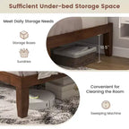 Costway Cadre de lit double 14" en bois avec sommier à lattes en bois couleur expresso/naturel