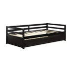 Lit de repos gigogne simple Costway à lattes en bois, plateforme pour matelas, gris/espresso/blanc