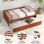 Lit de repos gigogne simple Costway à lattes en bois, plateforme pour matelas, gris/espresso/blanc