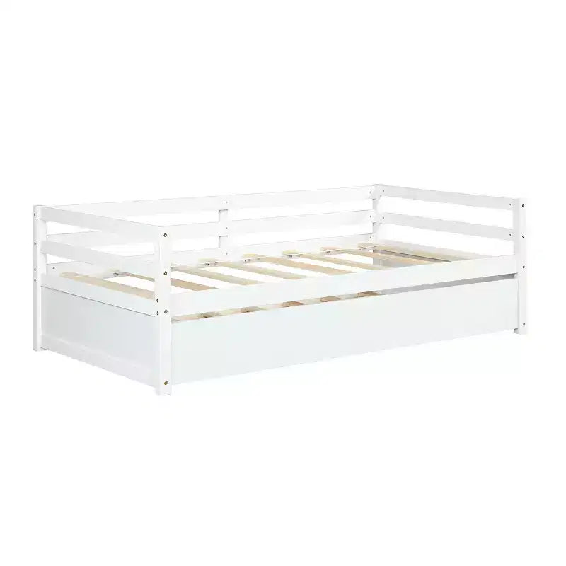 Lit de repos gigogne simple Costway à lattes en bois, plateforme pour matelas, gris/espresso/blanc