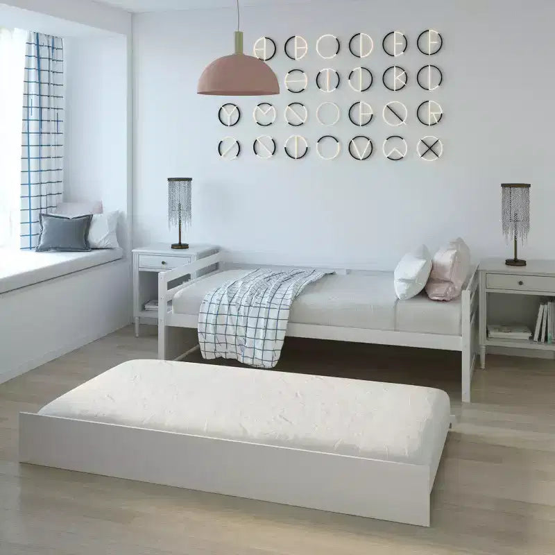 Lit de repos gigogne simple Costway à lattes en bois, plateforme pour matelas, gris/espresso/blanc