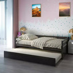 Lit de repos gigogne simple Costway à lattes en bois, plateforme pour matelas, gris/espresso/blanc
