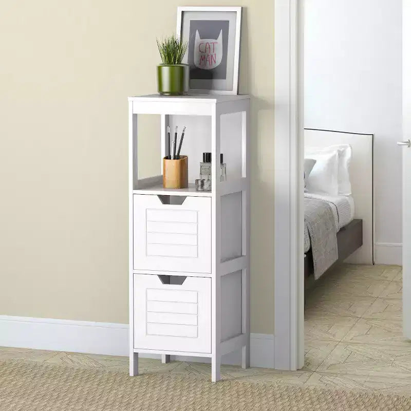 Meuble de salle de bain Costway en bois, placard au sol, étagère de rangement multifonctionnelle, organisateur de chambre à coucher